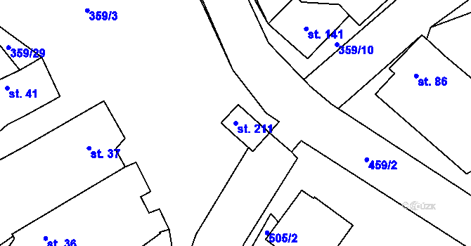Parcela st. 211 v KÚ Mramotice, Katastrální mapa