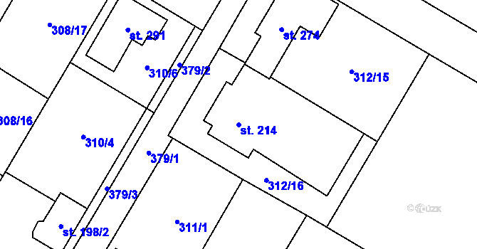 Parcela st. 214 v KÚ Mramotice, Katastrální mapa