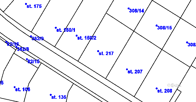 Parcela st. 217 v KÚ Mramotice, Katastrální mapa