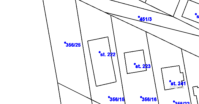 Parcela st. 222 v KÚ Mramotice, Katastrální mapa