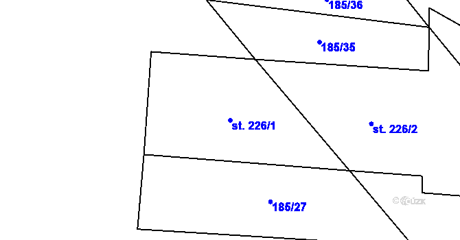 Parcela st. 226/1 v KÚ Mramotice, Katastrální mapa