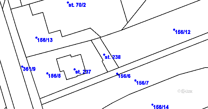 Parcela st. 238 v KÚ Mramotice, Katastrální mapa