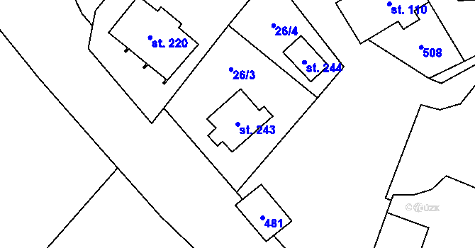 Parcela st. 243 v KÚ Mramotice, Katastrální mapa