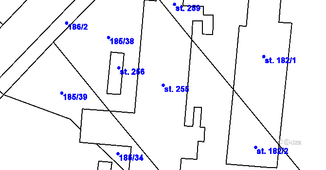 Parcela st. 255 v KÚ Mramotice, Katastrální mapa