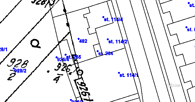 Parcela st. 264 v KÚ Mramotice, Katastrální mapa
