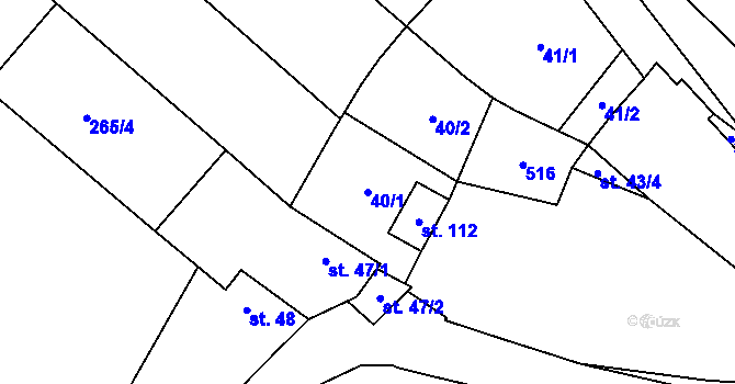 Parcela st. 40/1 v KÚ Mramotice, Katastrální mapa