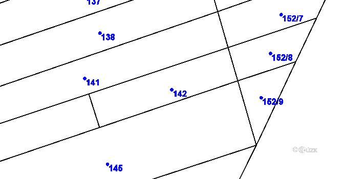 Parcela st. 142 v KÚ Mramotice, Katastrální mapa