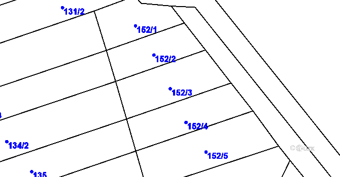 Parcela st. 152/3 v KÚ Mramotice, Katastrální mapa