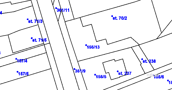 Parcela st. 156/13 v KÚ Mramotice, Katastrální mapa