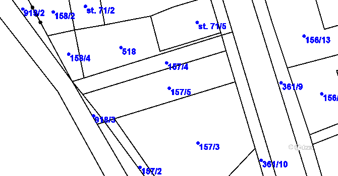 Parcela st. 157/5 v KÚ Mramotice, Katastrální mapa
