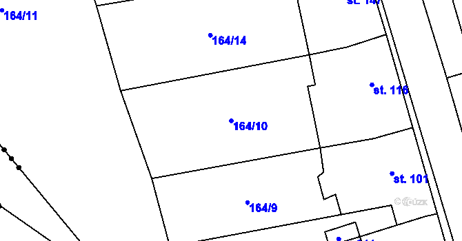 Parcela st. 164/10 v KÚ Mramotice, Katastrální mapa
