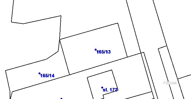 Parcela st. 165/13 v KÚ Mramotice, Katastrální mapa