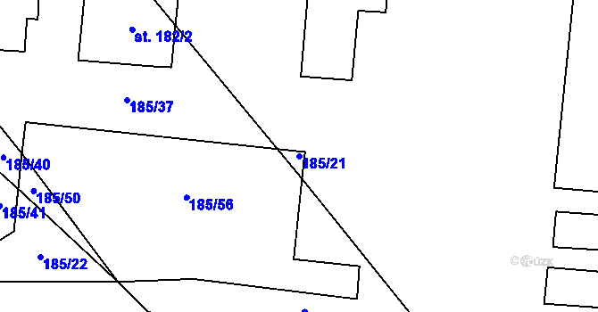 Parcela st. 185/21 v KÚ Mramotice, Katastrální mapa