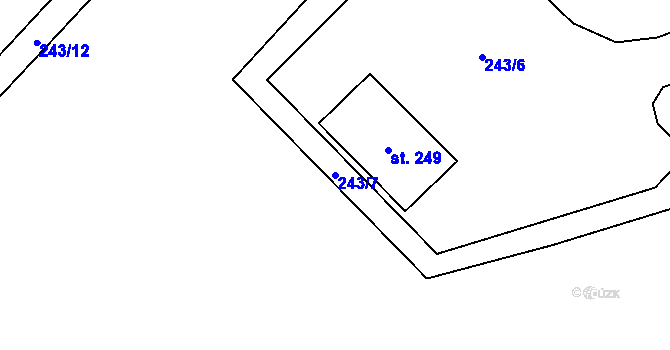 Parcela st. 243/7 v KÚ Mramotice, Katastrální mapa