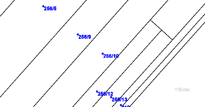 Parcela st. 256/10 v KÚ Mramotice, Katastrální mapa