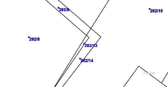Parcela st. 282/13 v KÚ Mramotice, Katastrální mapa