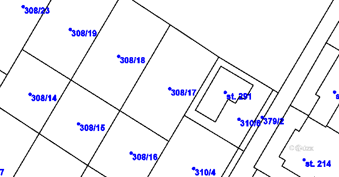 Parcela st. 308/17 v KÚ Mramotice, Katastrální mapa