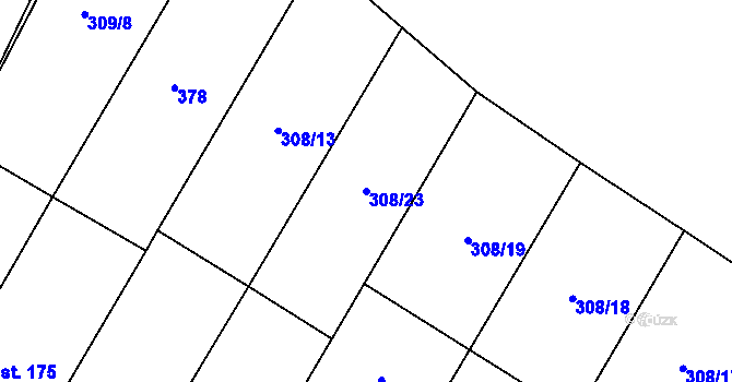 Parcela st. 308/23 v KÚ Mramotice, Katastrální mapa