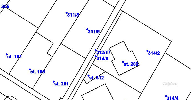 Parcela st. 312/17 v KÚ Mramotice, Katastrální mapa