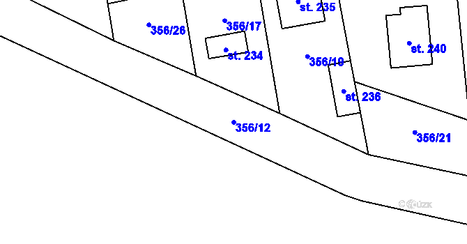 Parcela st. 356/12 v KÚ Mramotice, Katastrální mapa
