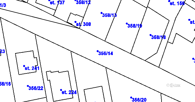 Parcela st. 356/14 v KÚ Mramotice, Katastrální mapa