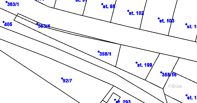 Parcela st. 358/1 v KÚ Mramotice, Katastrální mapa