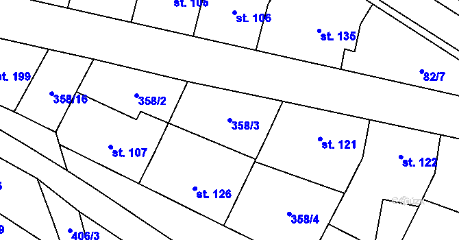 Parcela st. 358/3 v KÚ Mramotice, Katastrální mapa
