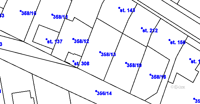 Parcela st. 358/13 v KÚ Mramotice, Katastrální mapa