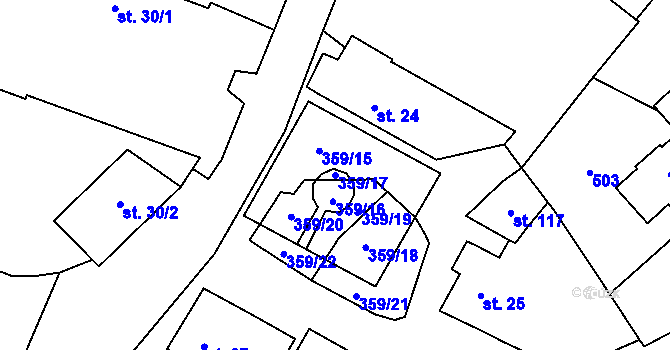 Parcela st. 359/17 v KÚ Mramotice, Katastrální mapa