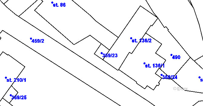 Parcela st. 359/23 v KÚ Mramotice, Katastrální mapa