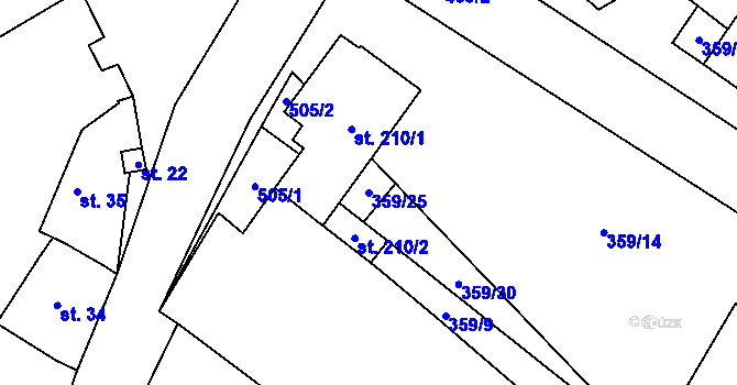 Parcela st. 359/25 v KÚ Mramotice, Katastrální mapa