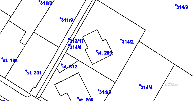 Parcela st. 289 v KÚ Mramotice, Katastrální mapa