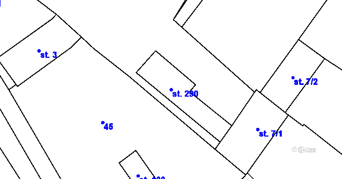 Parcela st. 290 v KÚ Mramotice, Katastrální mapa