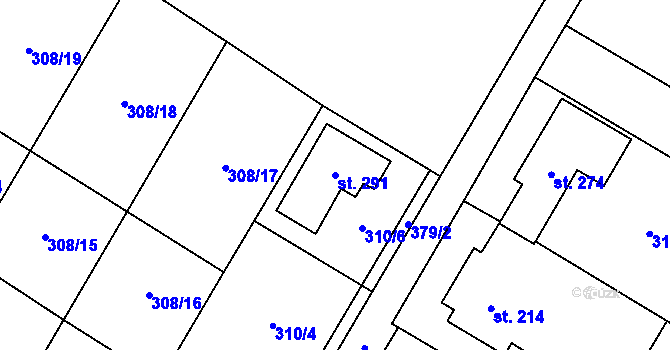Parcela st. 291 v KÚ Mramotice, Katastrální mapa