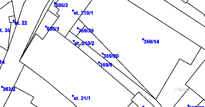 Parcela st. 359/30 v KÚ Mramotice, Katastrální mapa