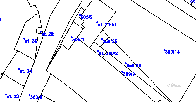 Parcela st. 210/2 v KÚ Mramotice, Katastrální mapa
