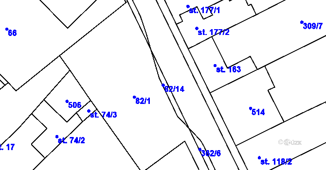 Parcela st. 82/14 v KÚ Mramotice, Katastrální mapa