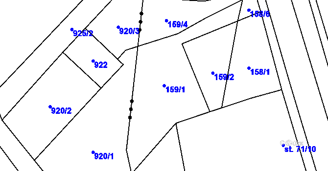 Parcela st. 159/1 v KÚ Mramotice, Katastrální mapa