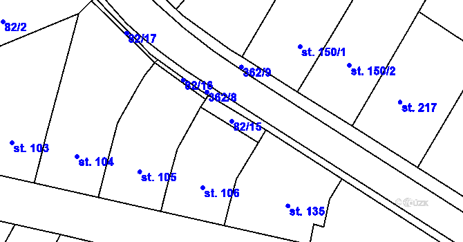 Parcela st. 82/15 v KÚ Mramotice, Katastrální mapa