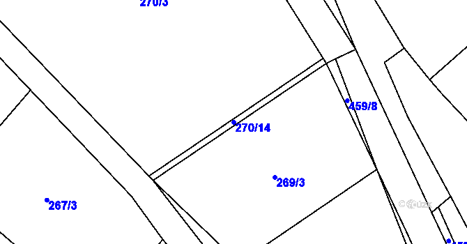 Parcela st. 270/14 v KÚ Mramotice, Katastrální mapa