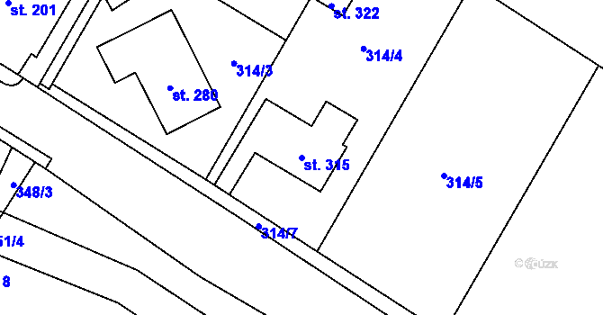Parcela st. 315 v KÚ Mramotice, Katastrální mapa