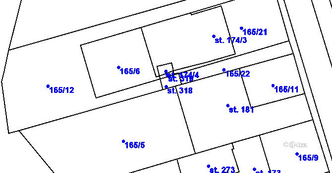 Parcela st. 318 v KÚ Mramotice, Katastrální mapa