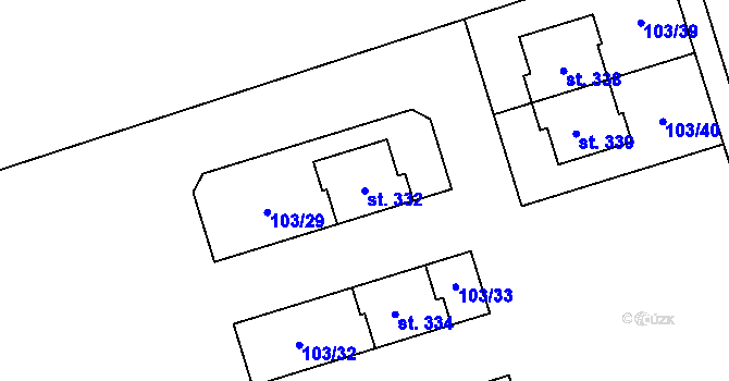 Parcela st. 332 v KÚ Mramotice, Katastrální mapa