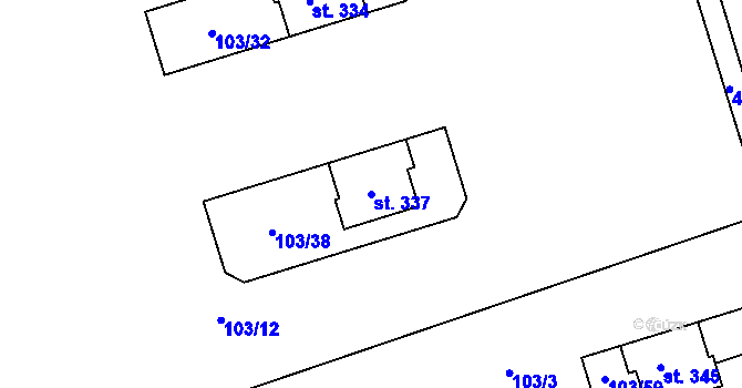 Parcela st. 337 v KÚ Mramotice, Katastrální mapa
