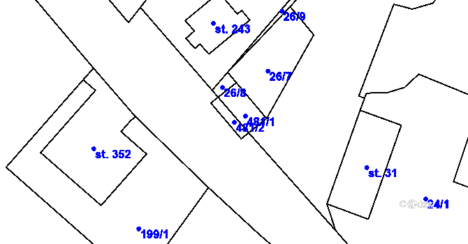 Parcela st. 481/2 v KÚ Mramotice, Katastrální mapa