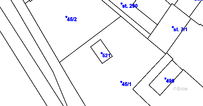 Parcela st. 521 v KÚ Mramotice, Katastrální mapa