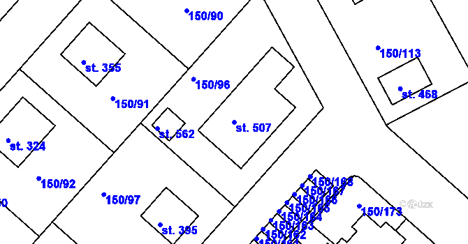 Parcela st. 507 v KÚ Mratín, Katastrální mapa