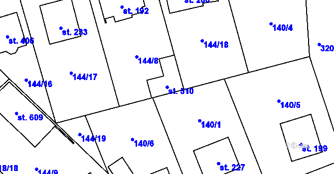Parcela st. 510 v KÚ Mratín, Katastrální mapa