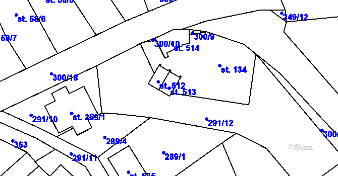 Parcela st. 513 v KÚ Mratín, Katastrální mapa