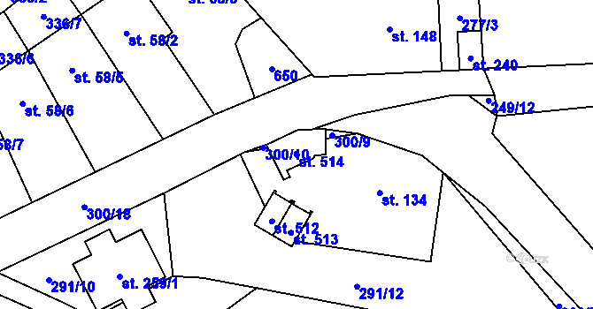 Parcela st. 514 v KÚ Mratín, Katastrální mapa